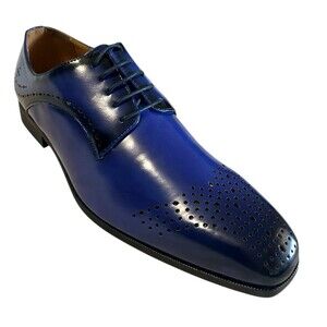 Antonio Cerrelli Mens Oxford Perforated Navy Blue Formal  Dress Shoes Size 10.5